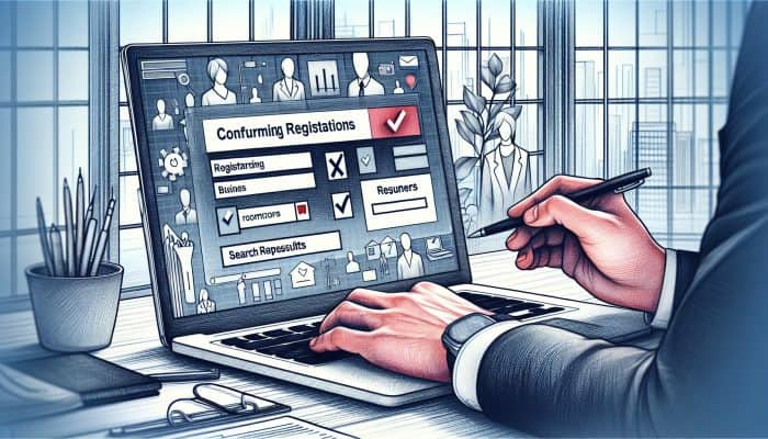 How to Avoid Scams as a Debt Consolidation Beginner: Essential Tips | DCL A person using a laptop to verify FCA registration status, showcasing the FCA logo and search results on screen.