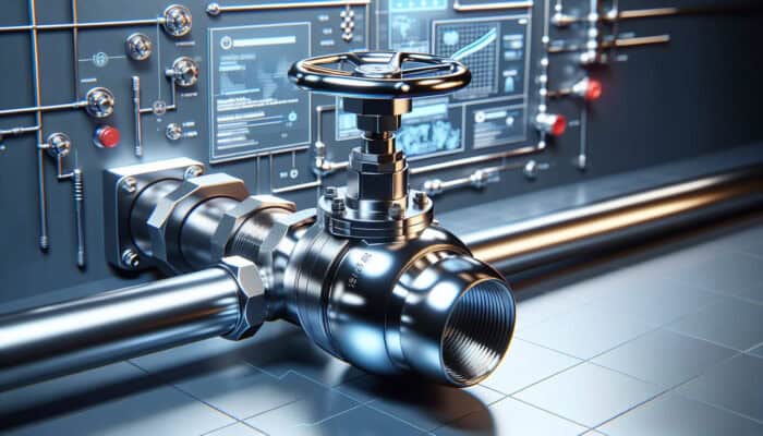 Modern ball valve featuring a shiny, corrosion-resistant sphere and a quarter-turn handle within a residential plumbing system.