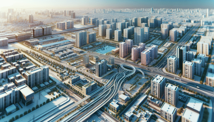 A bustling Midrand neighbourhood with modern homes near Gautrain and N1, surrounded by amenities, indicating high property demand and premium pricing.