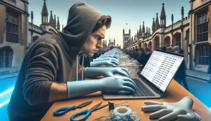 A person comparing prices of polythene gauntlet gloves on a laptop, using charts and graphs.