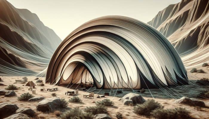 Survival Tent Options: A spacious dome tent with curved structure, resilient against strong winds, easy to assemble.