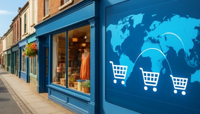 A vibrant Bridport shop integrated with WooCommerce e-commerce carts and global maps for UK business expansion.