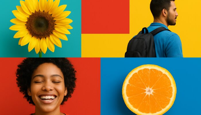 A vibrant digital layout featuring colourful images and bold text intertwined to enhance viewer engagement.