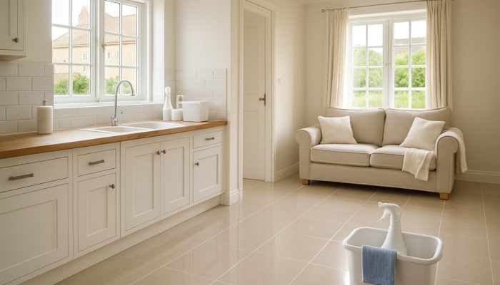 Beautifully cleaned British cottage interior in Milborne Port following end of tenancy cleaning with gleaming floors.